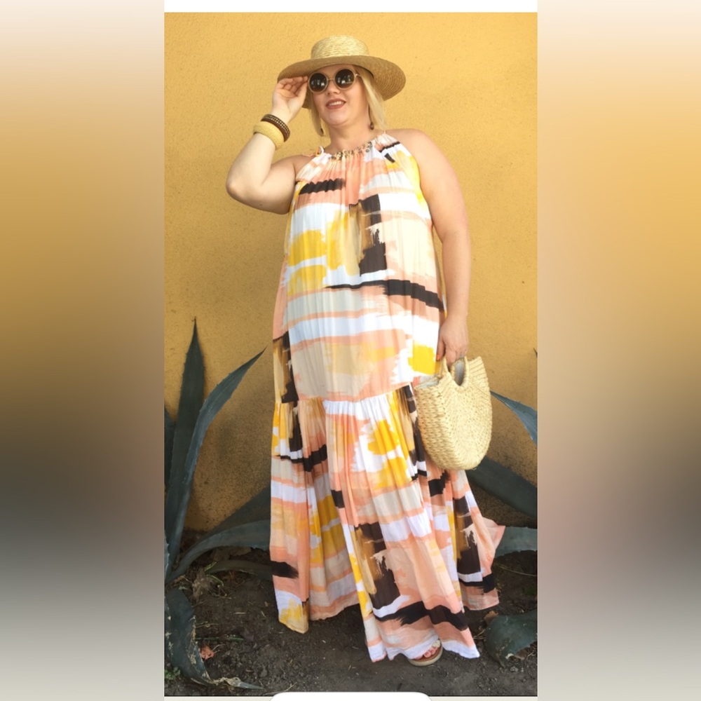 NWT Lane Bryant Orange and Yellow Embellished Dress